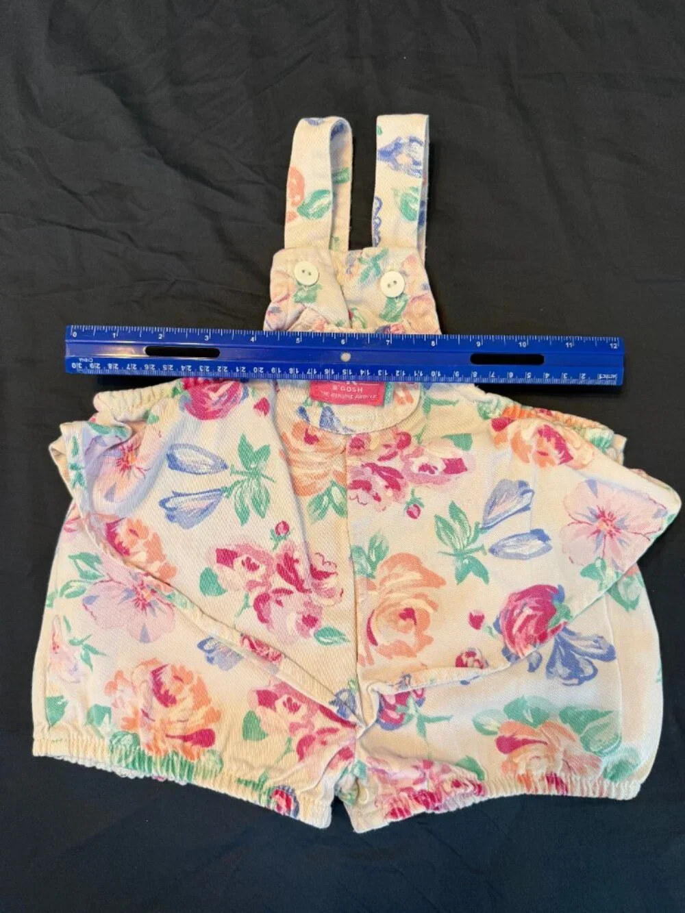 6-9 Vintage OshKosh Floral Bubble Shortall Romper